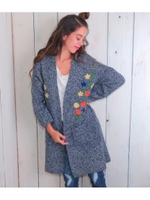 【anap mimpi】フラワー刺繍ニットカーディガン/GRY