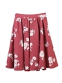 【スカート】オリジナル花柄プリントフレアスカート/ボルドー