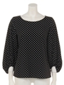 ドット柄バックシャンブラウス/ブラック