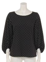 ドット柄バックシャンブラウス/ブラック