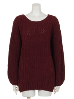 【Latina】バックレースアップモールニットトップス/モスグリーン(040)