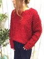 【Marie Hill】プードルニットプルオーバー/レッド