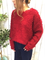 【Marie Hill】プードルニットプルオーバー/レッド