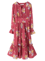 【ワンピース】ヴィンテージフラワープリントワンピース/ブラック