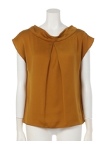 サテンノースリブラウス/マスタード