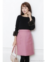 チェックリバーシブル台形スカート/キャメル