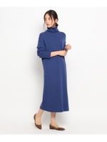 畦ロングニット タートルワンピース/ブラウン(042)