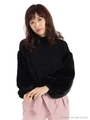 ハイネック袖ファー　ニットソー/ブラック