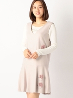 ファー刺繍ワンピース/クロ