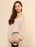 ベーシックシャギーニットトップス/ブラック