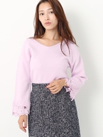 袖レースフェイクアンゴラニット/プチサイズあり/ラベンダー