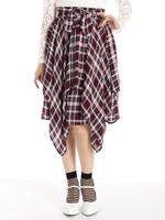 イレギュラーヘムチェックスカート/コン