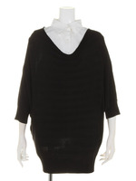 シャツ襟付き横リブドレープドルマン