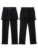 DENIM SKIRT OVERLAY PANTS/インディゴ