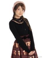 ドットチュールヨーク切替ハイネックプルオーバー/ピンク