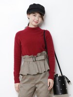 フォックス混ボトルネックニット/ライトグレー