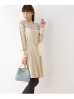 フェアアイル柄ニットワンピース/ライトベージュ(051)