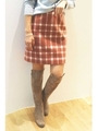 シャギーチェックミニスカート/グレー1(021)