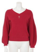 【sw】フラワービーズ刺繍ニットTOPS/PNK