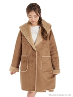 スエードファーフーディガン/ベージュ