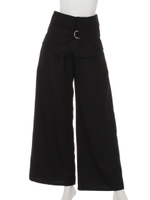 コルセット風ベルト付きワイドPT/BLK