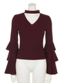 フリルチョーカーカットTOPS/ワイン
