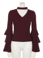 フリルチョーカーカットTOPS/ワイン