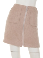 フロントジップシャギー台形スカート/ピンク