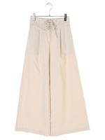 ・レースアップワイドパンツ/ライトベージュ