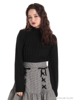 フリルハイネックケーブルプルオーバー/ブラック