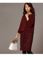 レース切り替えミディワンピース/ネイビー(094)