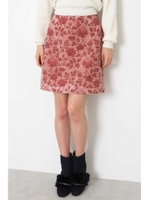 ゴブラン　フローラル　台形スカート/グレー(020)