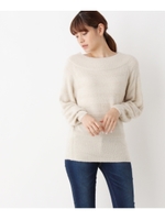 ラウンドネックラメボーダーニット/ライトベージュ(051)