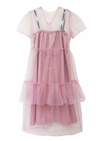 [LAVENDER LINE]elastic logo チュールワンピース/smokypink
