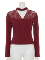 レースチョーカーカットTOPS/ワイン