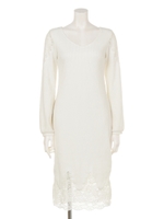 ウォームカットレースヘムミディOP/D/RED