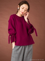 【Marie Hill】袖リボンワイドニット/マスタード