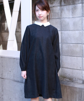 【期間限定】衿付きＡラインワンピース(無地/チェック)