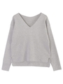 Vネックミラノリブニットプルオーバー/杢グレー