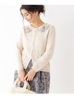 【Sサイズあり】【WEB限定カラーあり】アンゴラ混パールニットカーディガン/ライトベージュ(951)