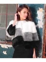 【ANAP】バイカラーフェイクファージャケット/ベージュ(005)