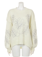 【chille anap】リーフ刺繍ニットトップス/WH