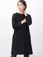 ウールジャージータックワンピース/ブラック