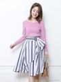 ストライプ巻きスカート/ライトグレー