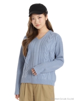 バルキーケーブルニット/ブルー