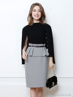 ベルト付ぺプラムタイトスカート(ギンガムチェック)/チェック/ギンガ