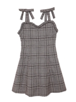 ショルダーリボンワンピース/チェック
