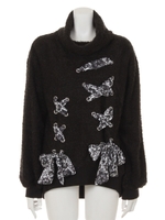 ネックボリュームレースアップトップス/ブラック