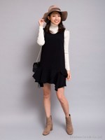 ヘムフレアワンピース[DRESS/ドレス]/ブラック