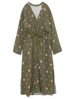 Vネックフラワーロングカーディガン/KKI